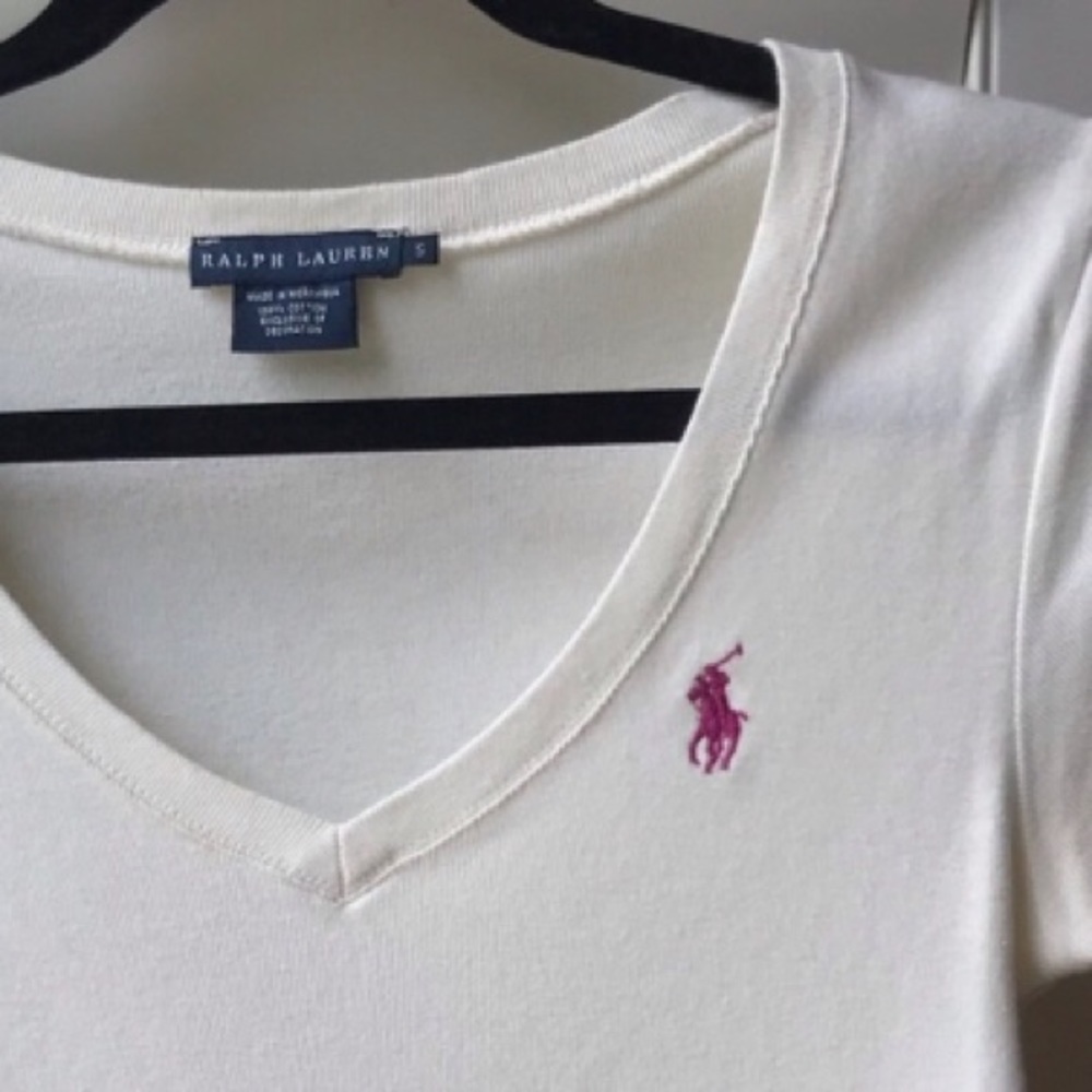 White Polo V-neck shirt by Ralph Lauren